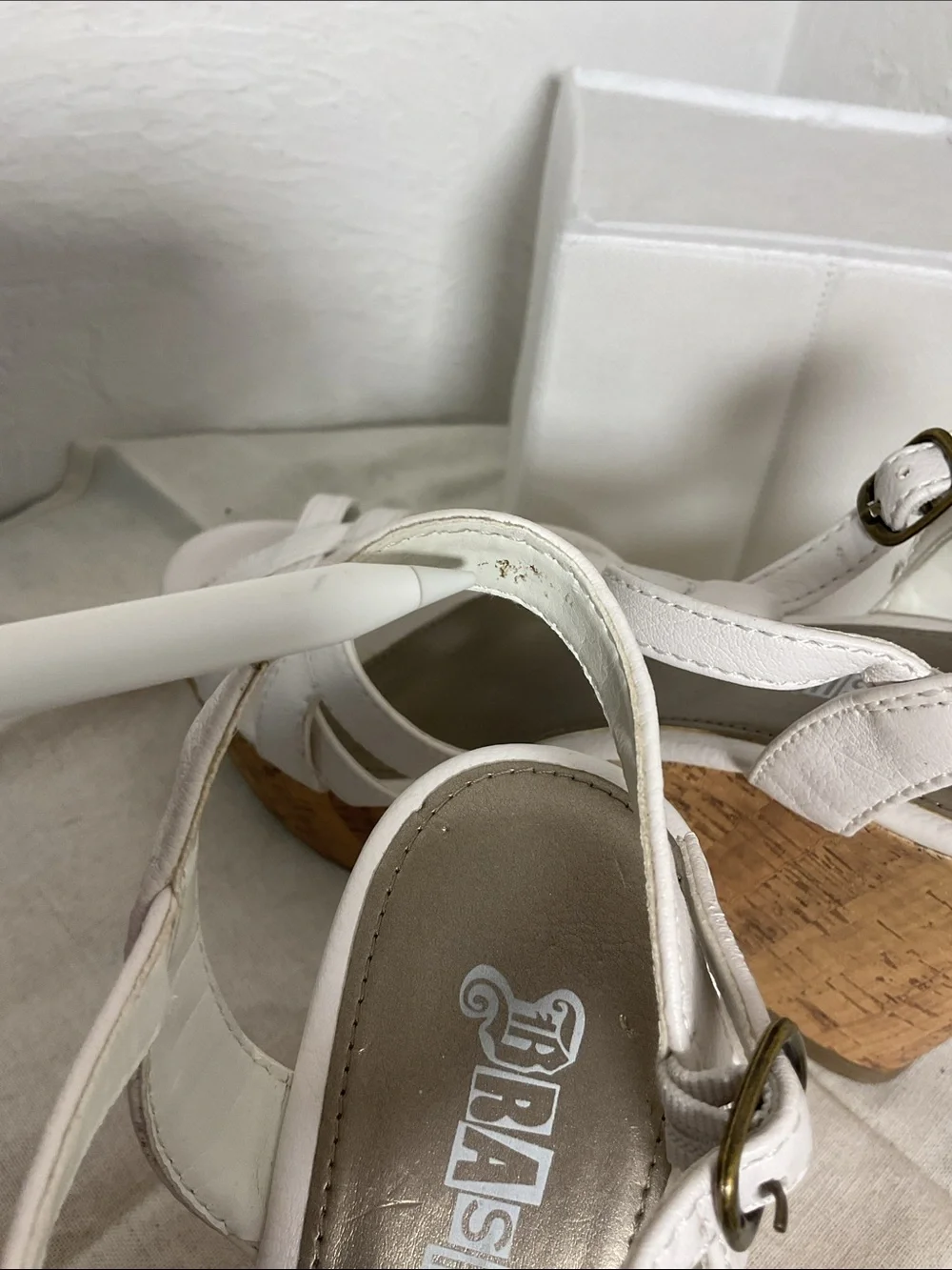 Brash White Strappy Cork Wedge Sandals Size 9 NWT